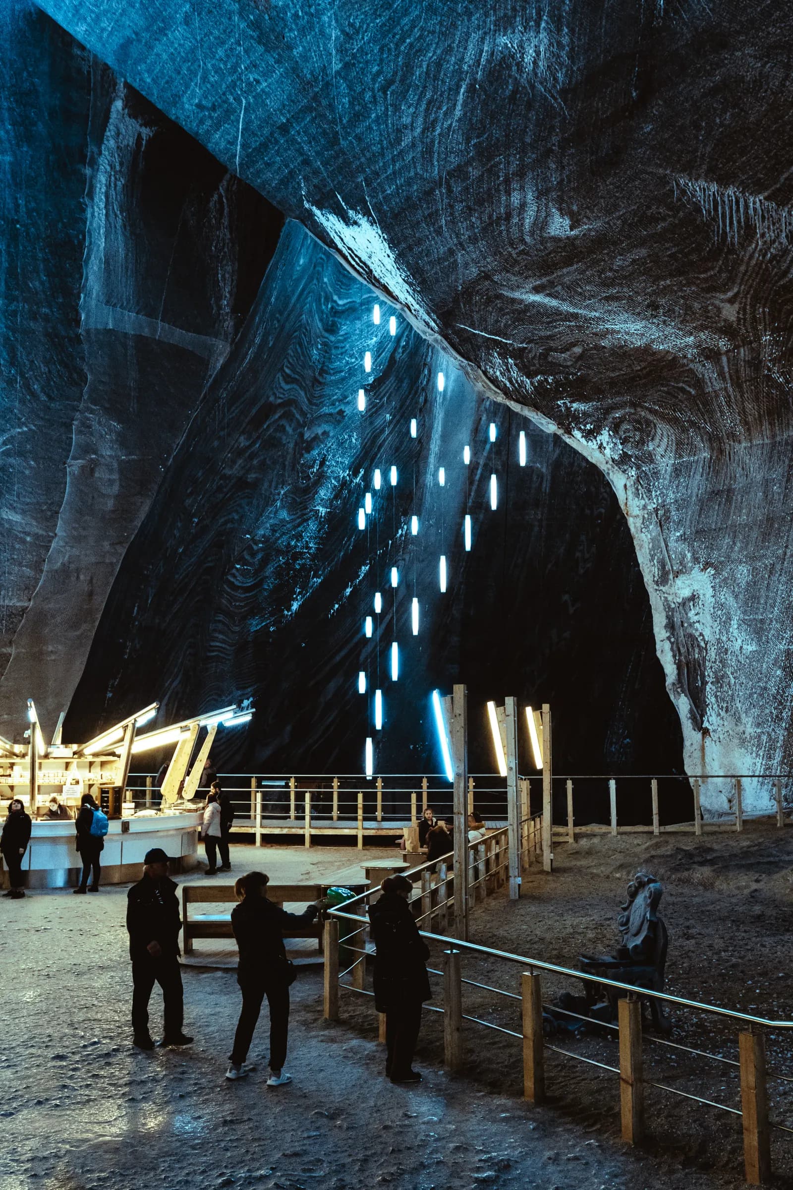 Illuminated underground chamber in the Wieliczka Salt Mine
