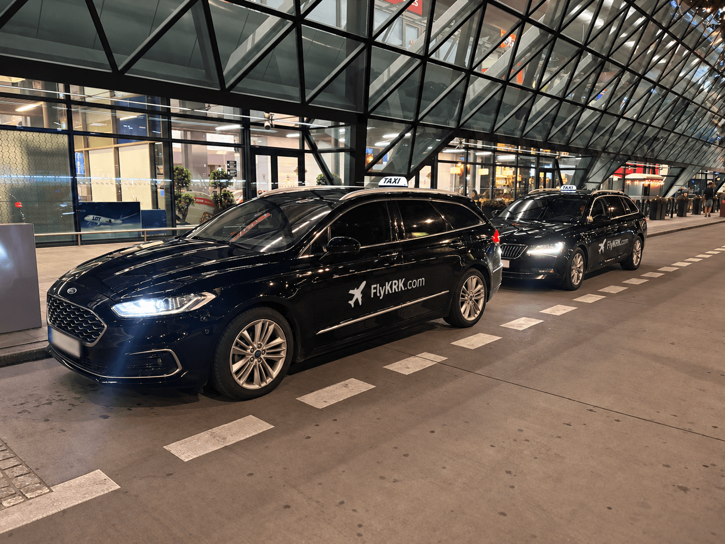 Private sedan taxi at Krakow Airport